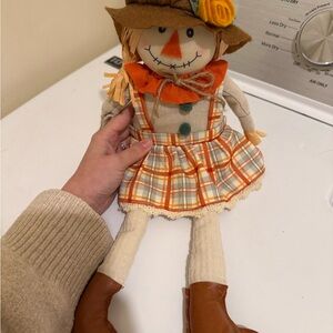 Plaid Scarecrow Doll with Orange Accents